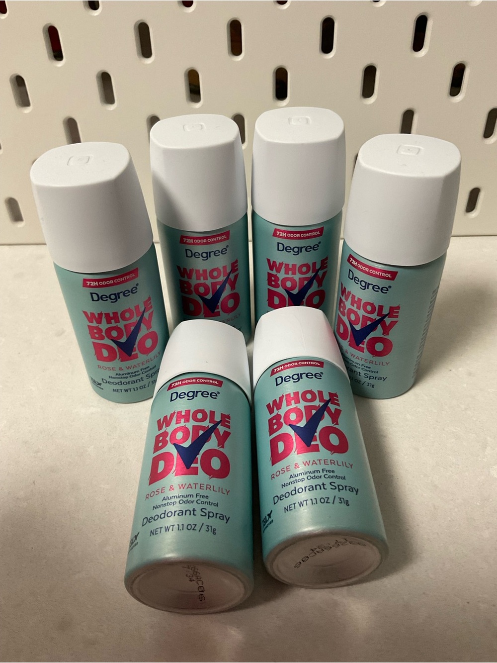 6pcs Whole Body Deo Deodorant Spray - Rose & Waterlily (Light Blue)